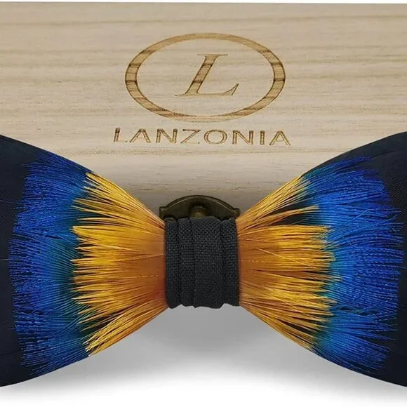 Feather Bow Ties for Men Original Luxury Elegant Wedding Bow Tie Pre-Tied Handma